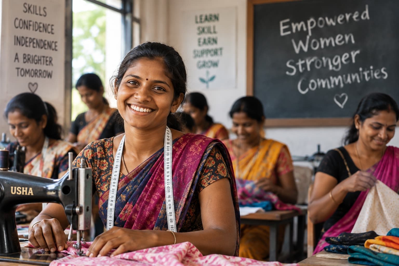 Women learning practical vocational skills